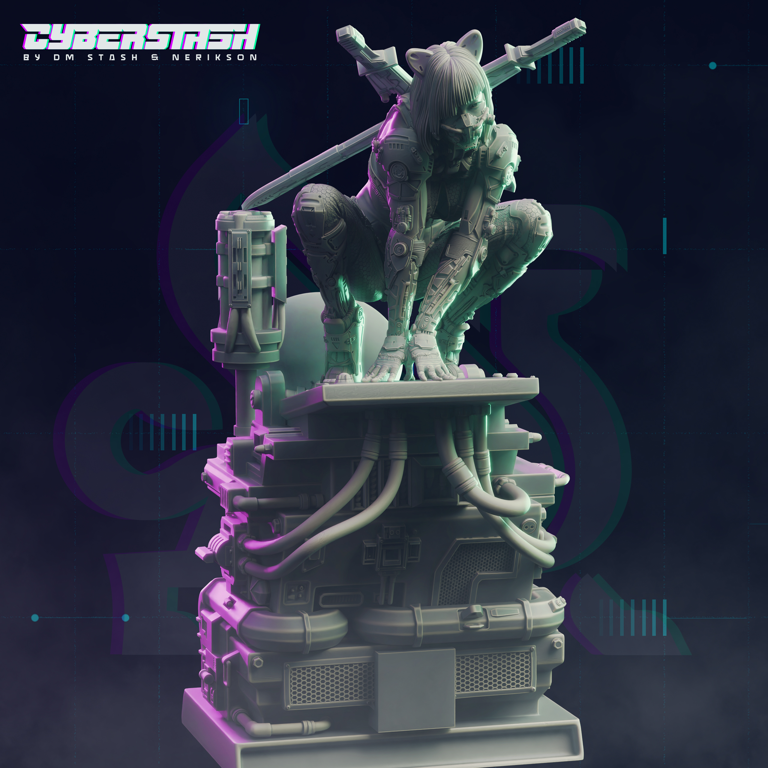 Cyberpunk eGirl Cyberpsycho - Keiko "P0MP0M" Pomeroy (Diorama Pose)